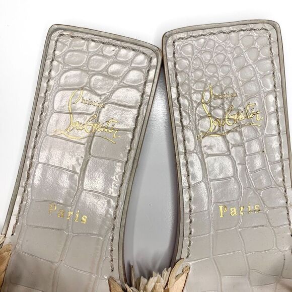 Christian Louboutin Soudana Raffia Flat Slip On Sandals EU 36.5 US 6.5 Low Heel - Picture 4 of 10
